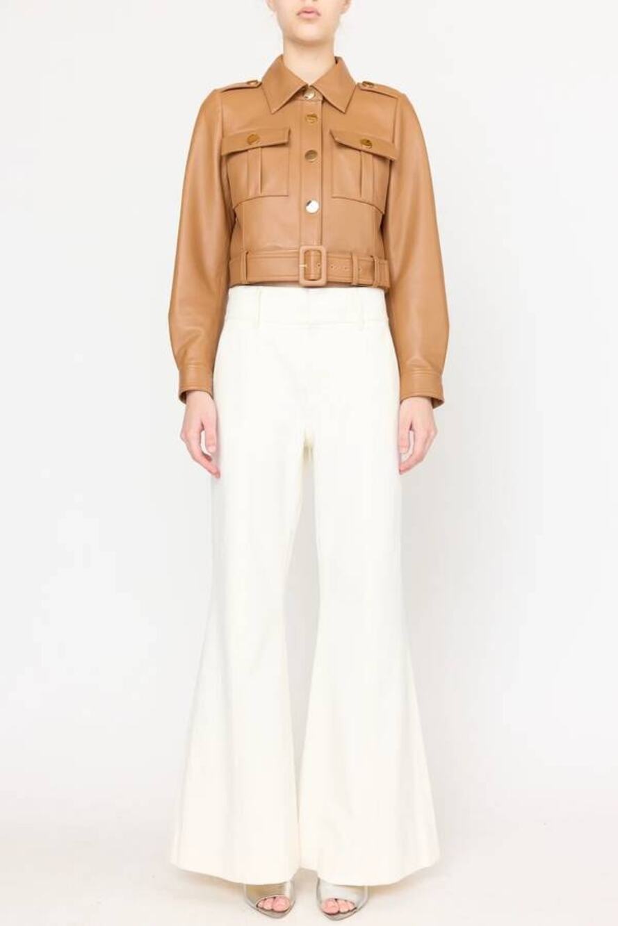 Christy Lynn Rowen High Rise Flare Pant Jean in Bone 2